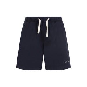 PALM ANGELS Navy Blue Classic Logo Bermuda Shorts for Men