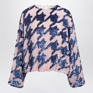 DRIES VAN NOTEN Sequined Silk Crewneck Blouse