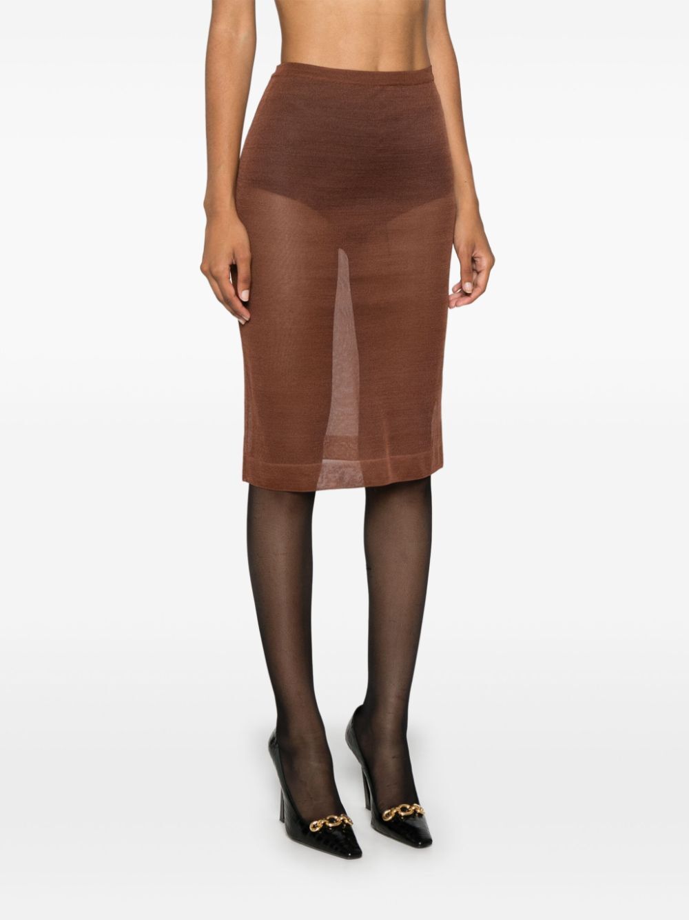 SAINT LAURENT PARIS Sheer Silk Knit Pencil Skirt for Men