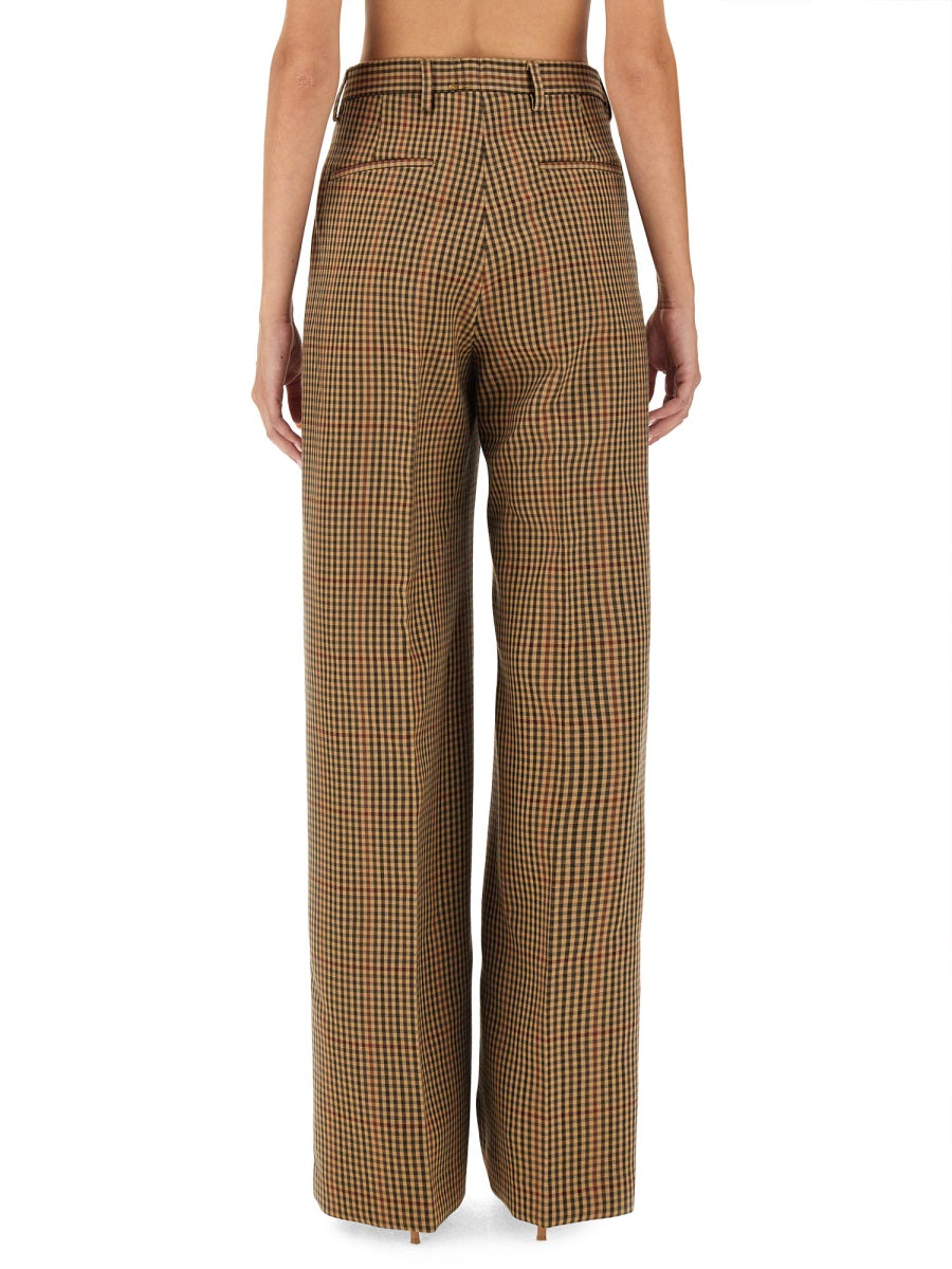 DRIES VAN NOTEN Check Pattern Regular Fit Wool Pants (Size 38)