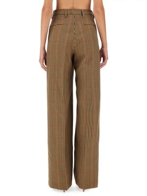 DRIES VAN NOTEN Check Pattern Regular Fit Wool Pants (Size 38)