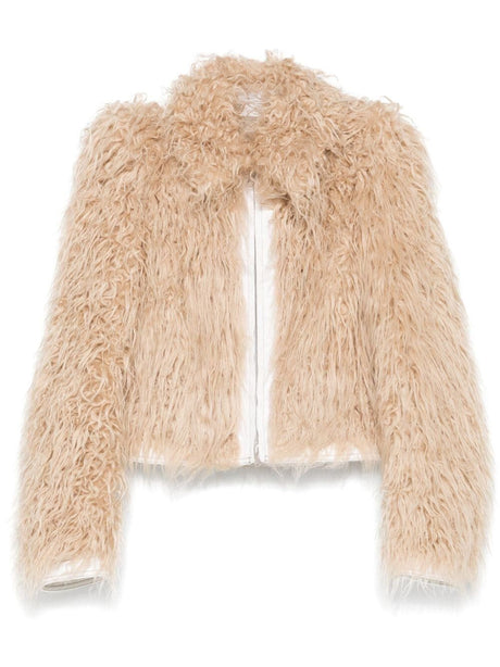 DRIES VAN NOTEN Cropped Faux Fur and Denim Vangel Jacket