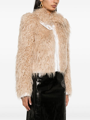 DRIES VAN NOTEN Cropped Faux Fur and Denim Vangel Jacket