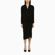 DRIES VAN NOTEN Wool-Blend Midi Dress with Drape and Cut-Out Back