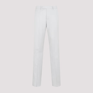 DIOR HOMME Men's Cavalry Pants in Pearl-Colored Wool with Pleated Detailing