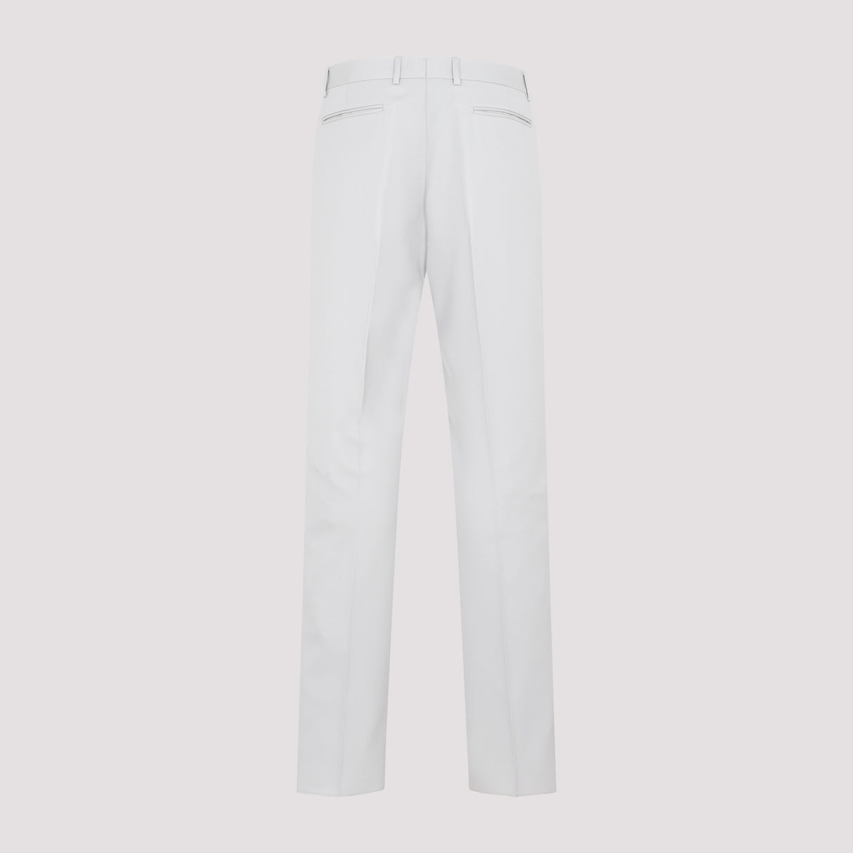 DIOR HOMME Men's Cavalry Pants in Pearl-Colored Wool with Pleated Detailing