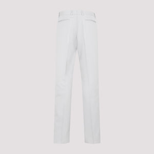 DIOR HOMME Men's Cavalry Pants in Pearl-Colored Wool with Pleated Detailing