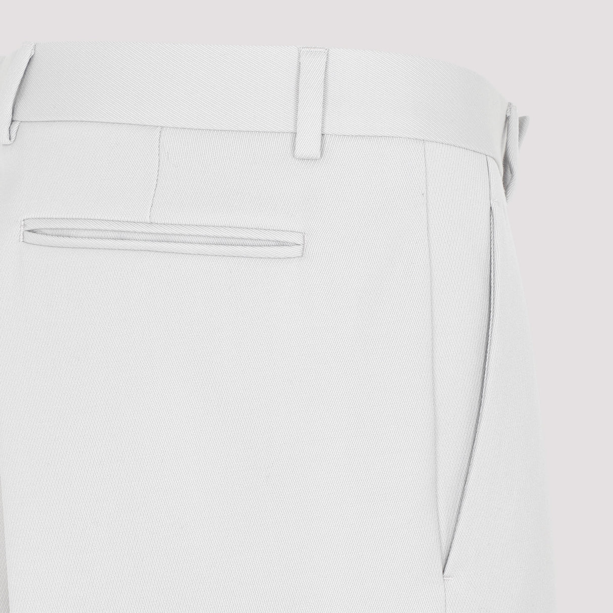 DIOR HOMME Men's Cavalry Pants in Pearl-Colored Wool with Pleated Detailing