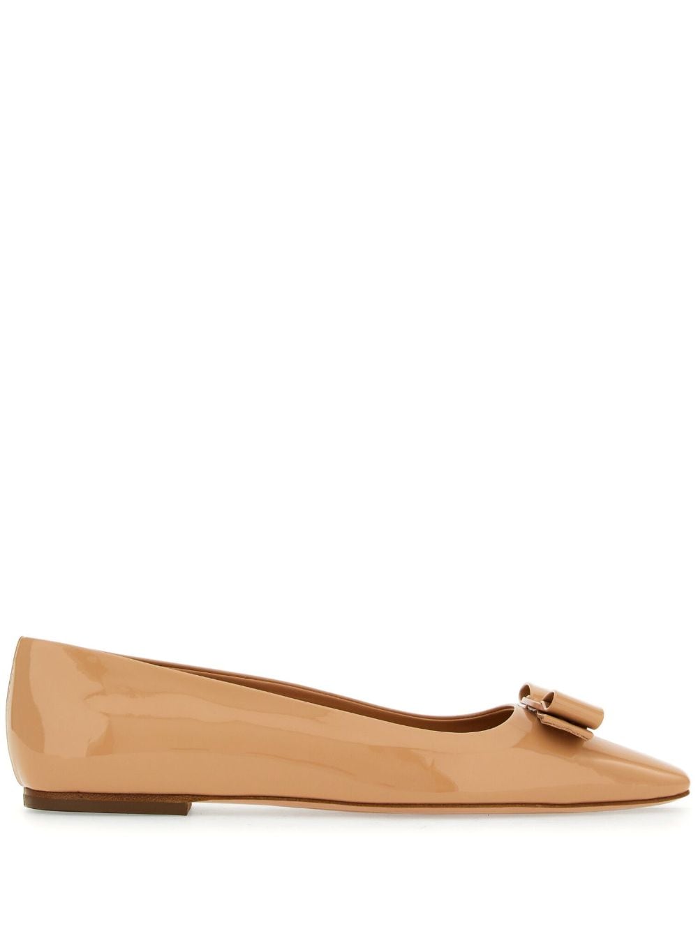 Ferragamo Mini Leather Ballet Flats with Bow Detail