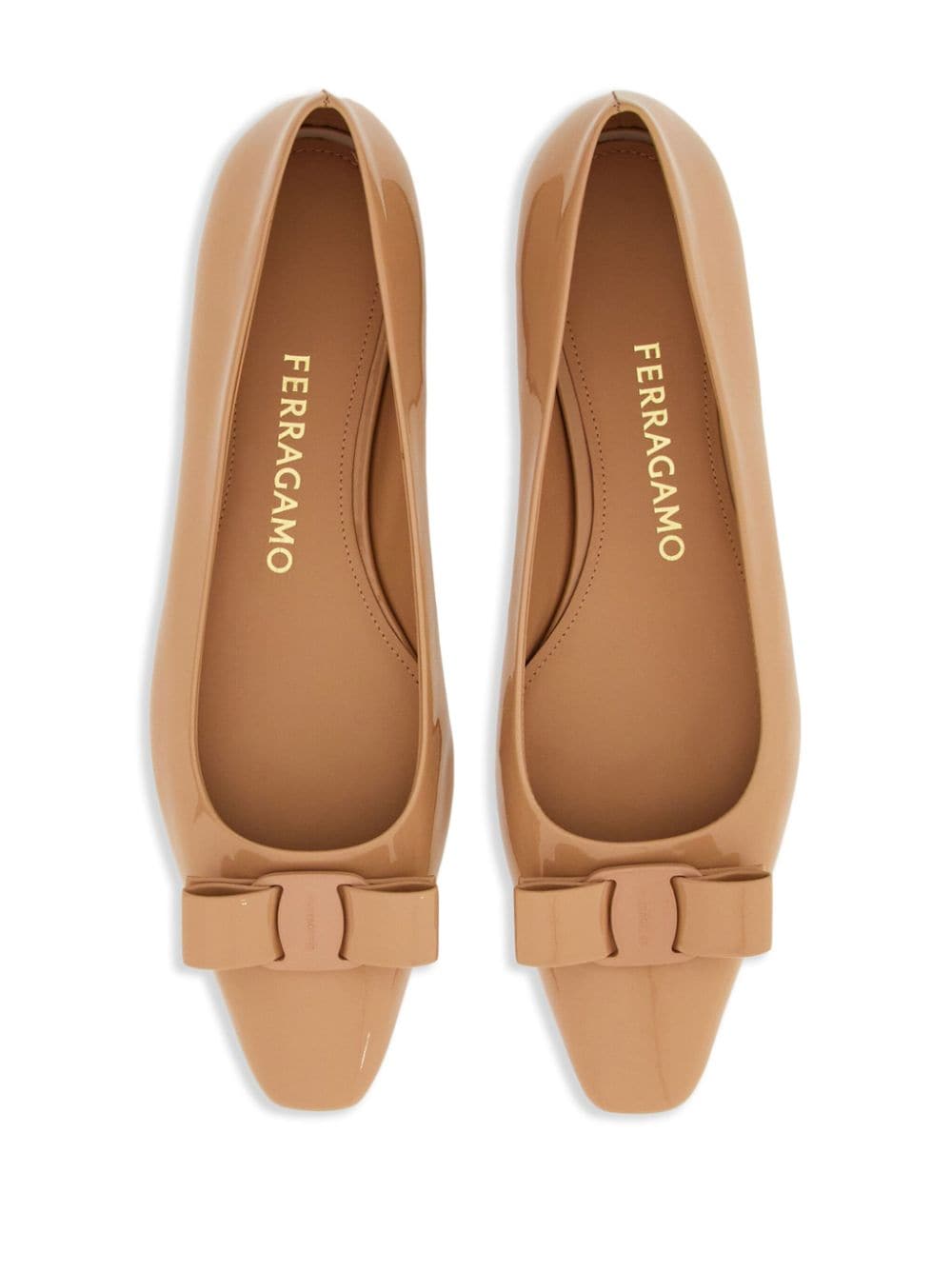 Ferragamo Mini Leather Ballet Flats with Bow Detail