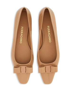 Ferragamo Mini Leather Ballet Flats with Bow Detail