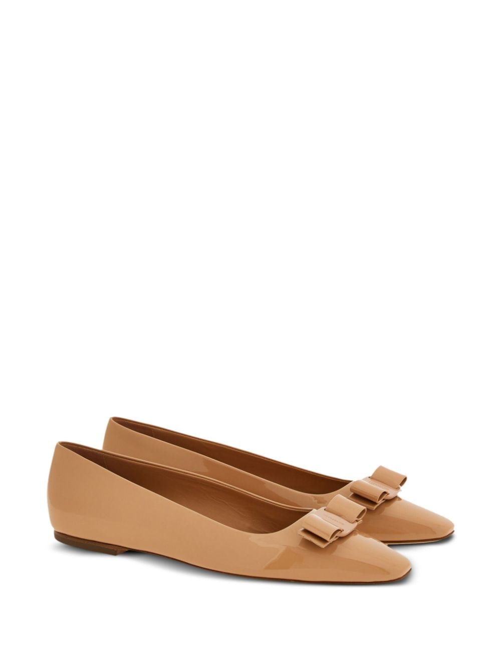 Ferragamo Mini Leather Ballet Flats with Bow Detail