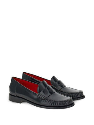 Ferragamo Leather Loafers with Embossed Logo - Width C