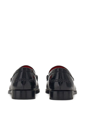 Ferragamo Leather Loafers with Embossed Logo - Width C