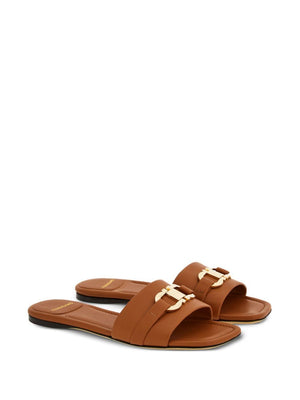 FERRAGAMO Flat Gancini Hook Slide Sandals for Women