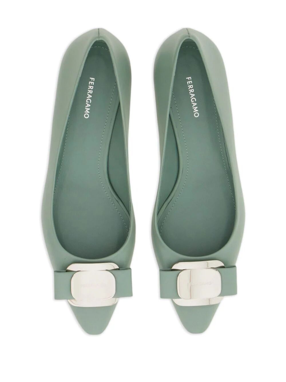 FERRAGAMO Green Pointed Toe Pumps - SS24 コレクション