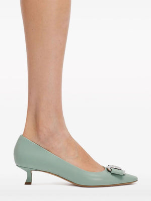 FERRAGAMO Green Pointed Toe Pumps - SS24 コレクション