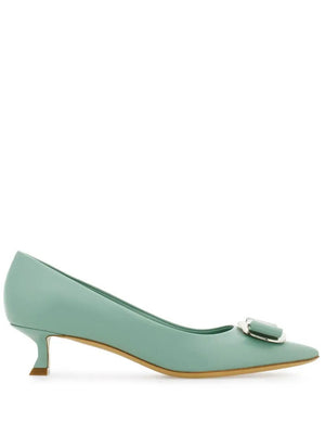 FERRAGAMO Green Pointed Toe Pumps - SS24 コレクション