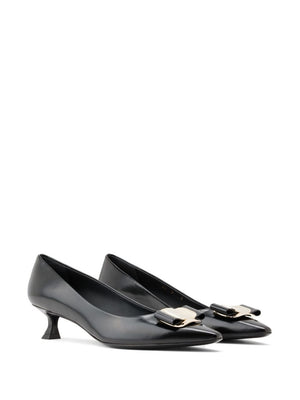 Ferragamo New Vara Bow Detail Pointed Toe Kitten Heel Pumps