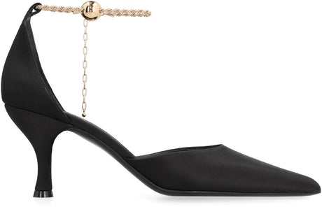 Ferragamo Satin Slingback Pumps with Adjustable Ankle Strap