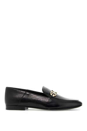 Ferragamo Elegant Leather Loafers with Golden Charm