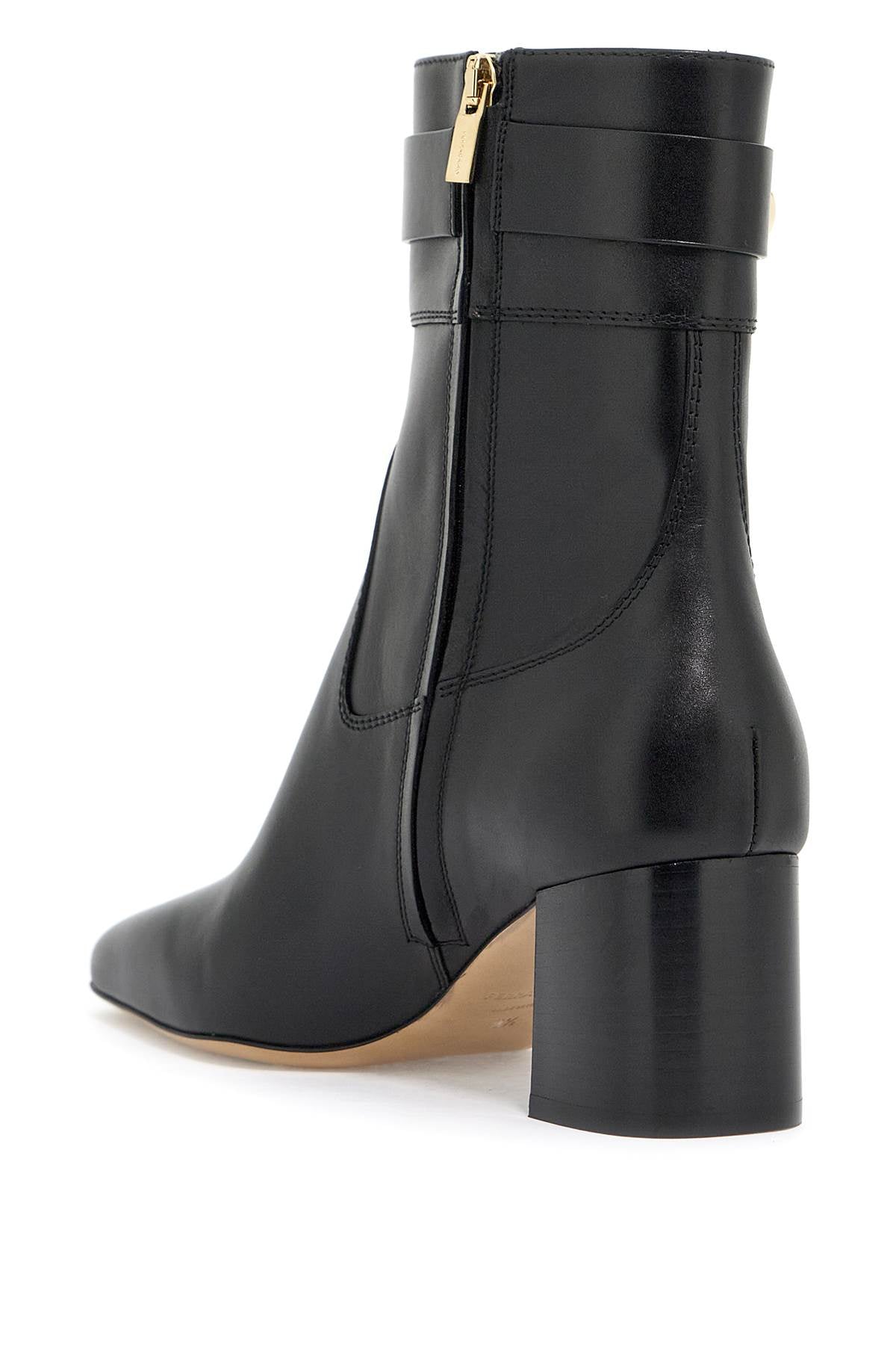 Ferragamo Sleek Leather Ankle Boots with Iconic Golden Buckle for Women