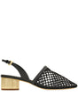 Ferragamo Elegant Mesh and Leather Slingback Pumps