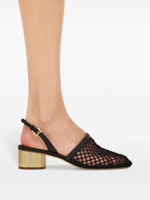 Ferragamo Elegant Mesh and Leather Slingback Pumps