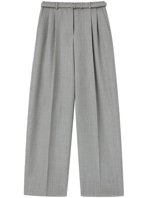 JIL SANDER Tailored Check Wool Pants with Belt - Relaxed Fit