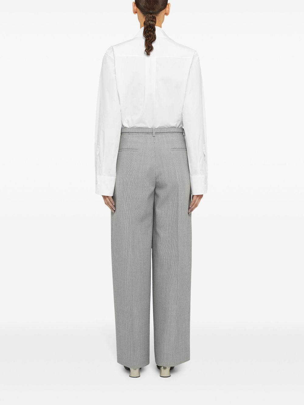 JIL SANDER Tailored Check Wool Pants with Belt - Relaxed Fit