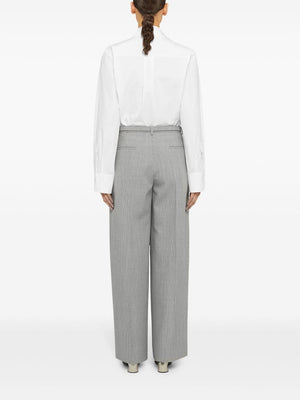 JIL SANDER Tailored Check Wool Pants with Belt - Relaxed Fit