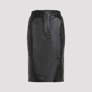 SAINT LAURENT Luxe Midi Skirt in Lamb Skin Leather