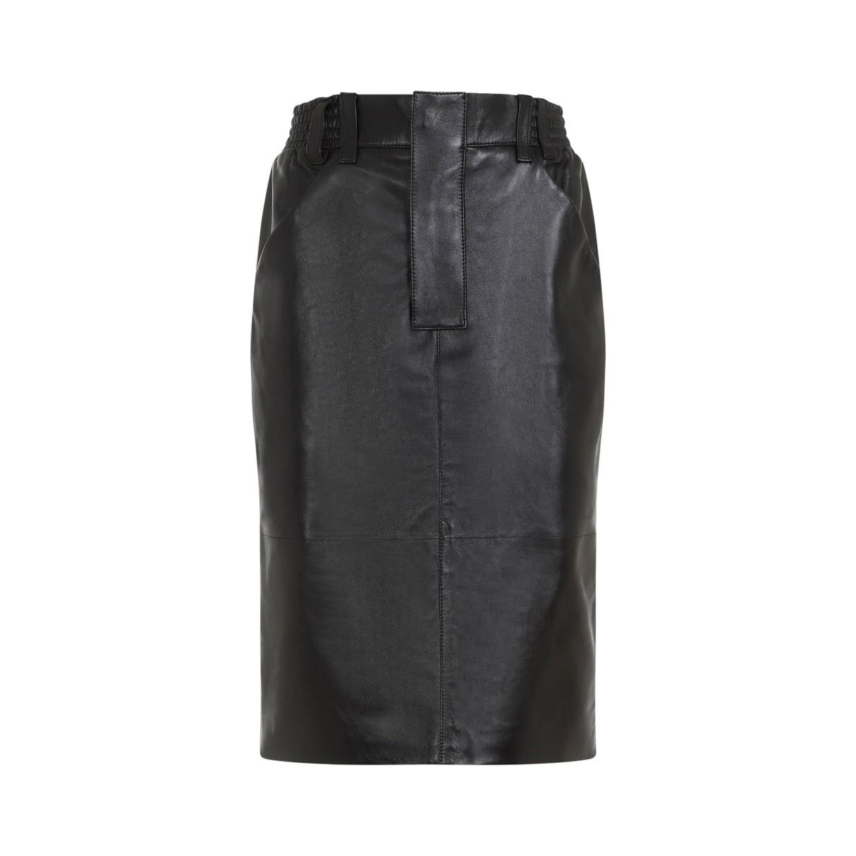 SAINT LAURENT Luxe Midi Skirt in Lamb Skin Leather