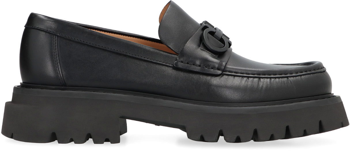 FERRAGAMO Sophisticated Leather Loafers with Chunky Sole