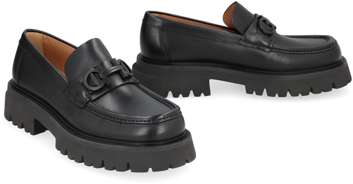 FERRAGAMO Sophisticated Leather Loafers with Chunky Sole