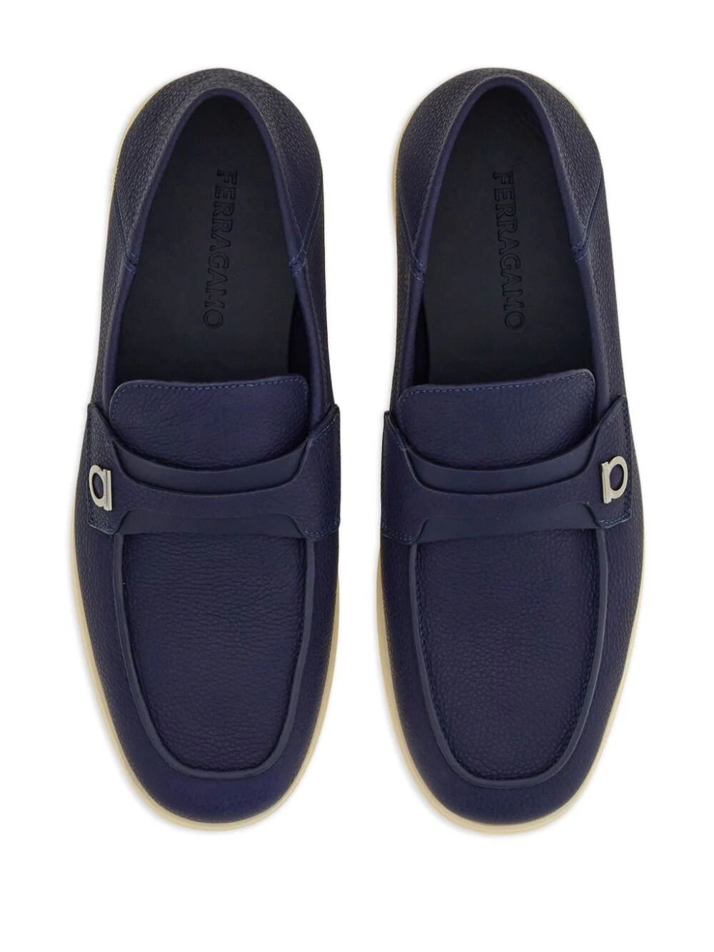 Ferragamo Gancini Hook Plaque Leather Loafers