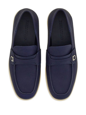 Ferragamo Gancini Hook Plaque Leather Loafers