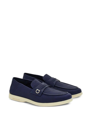 Ferragamo Gancini Hook Plaque Leather Loafers