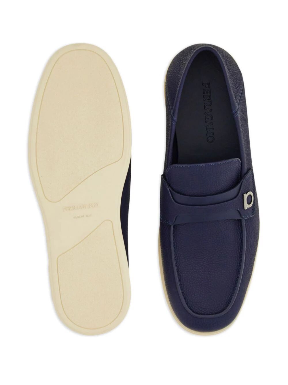 Ferragamo Gancini Hook Plaque Leather Loafers