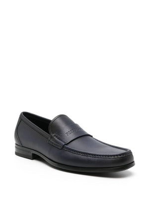 Ferragamo Debossed Leather Loafers for Men