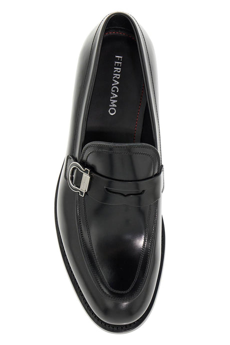 Ferragamo Elegant Leather Loafers with Gancini Hook Detail