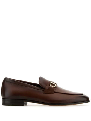 Ferragamo Titanium Finish Gancini Loafers for Men