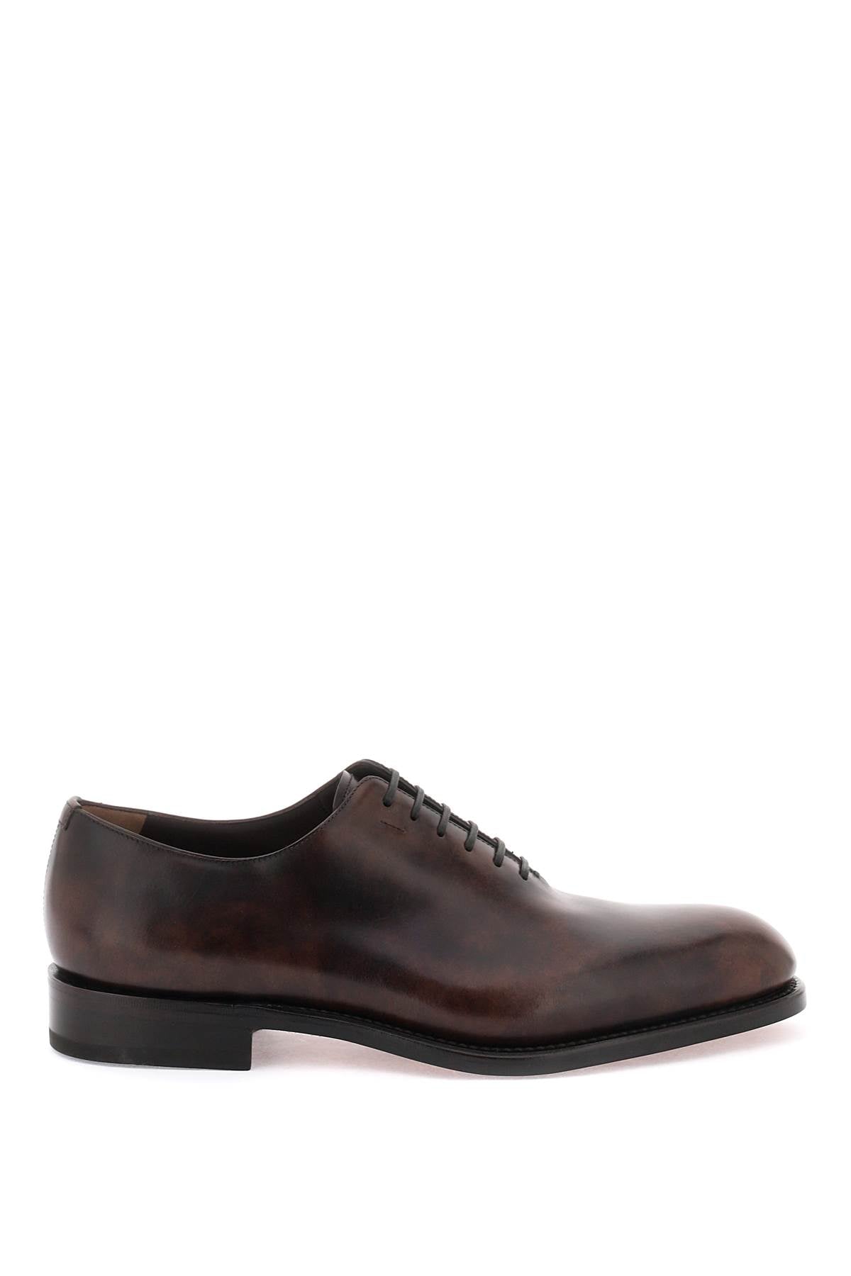 Ferragamo Shiny Leather Oxford Lace-Ups EEE Fit