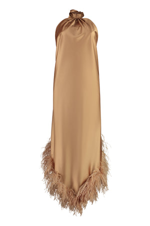 GIUSEPPE DI MORABITO Asymmetrical Satin Dress with Open Back and Feather Hem