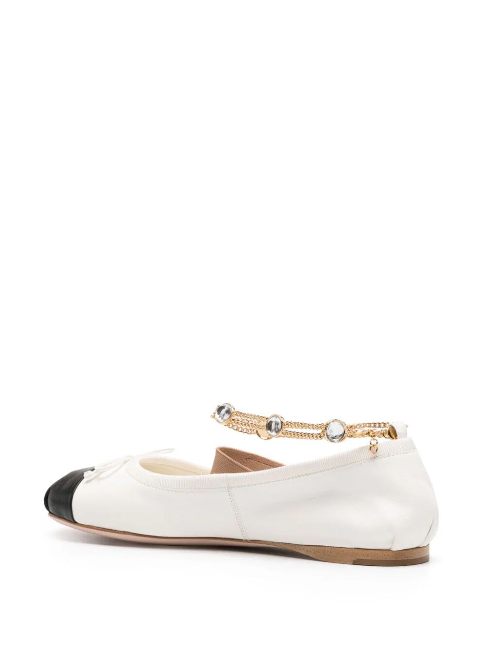 MIUMIU Leather Ballerina with Chain Detail