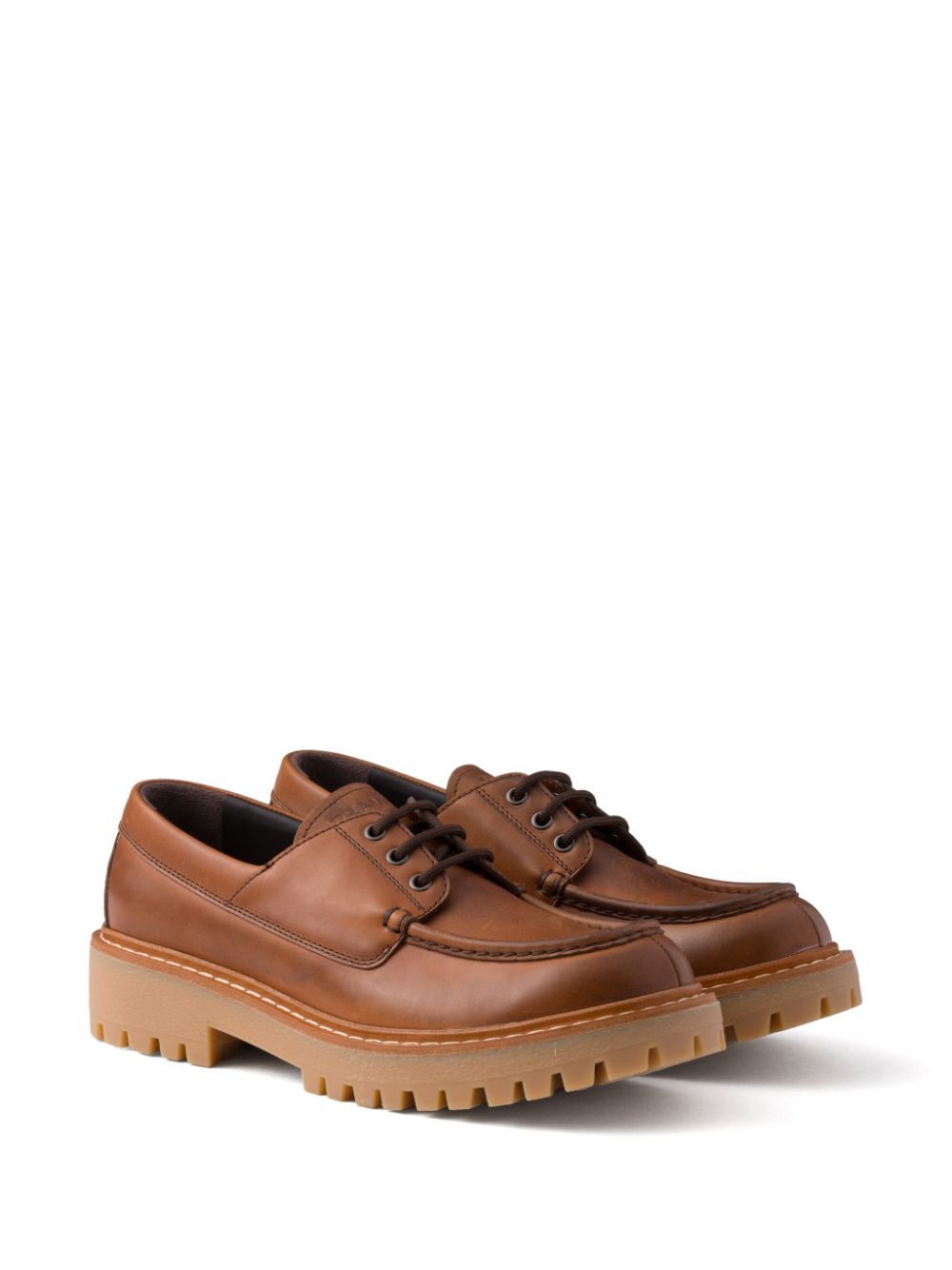 PRADA Laced Leather Loafers with 6 cm Sole for Women