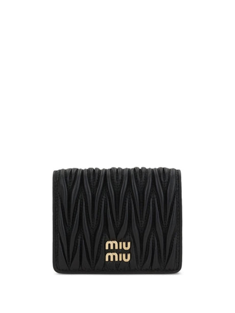 MIUMIU Mini Matelassé Nappa Leather Wallet with Snap Closure (8.5 x 11.2 cm)