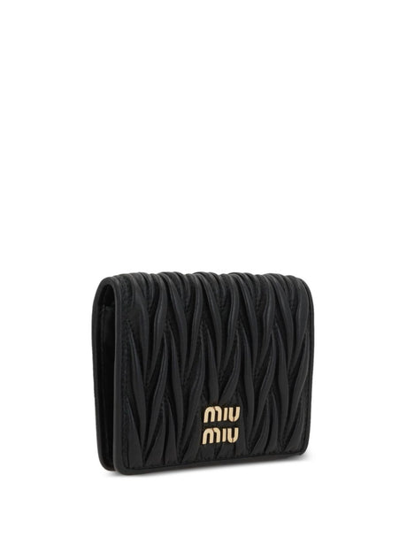 MIUMIU Mini Matelassé Nappa Leather Wallet with Snap Closure (8.5 x 11.2 cm)