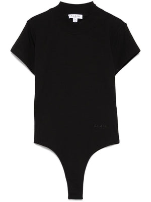 ALAÏA Logo-Embroidered Close Fit Bodysuit T-Shirt