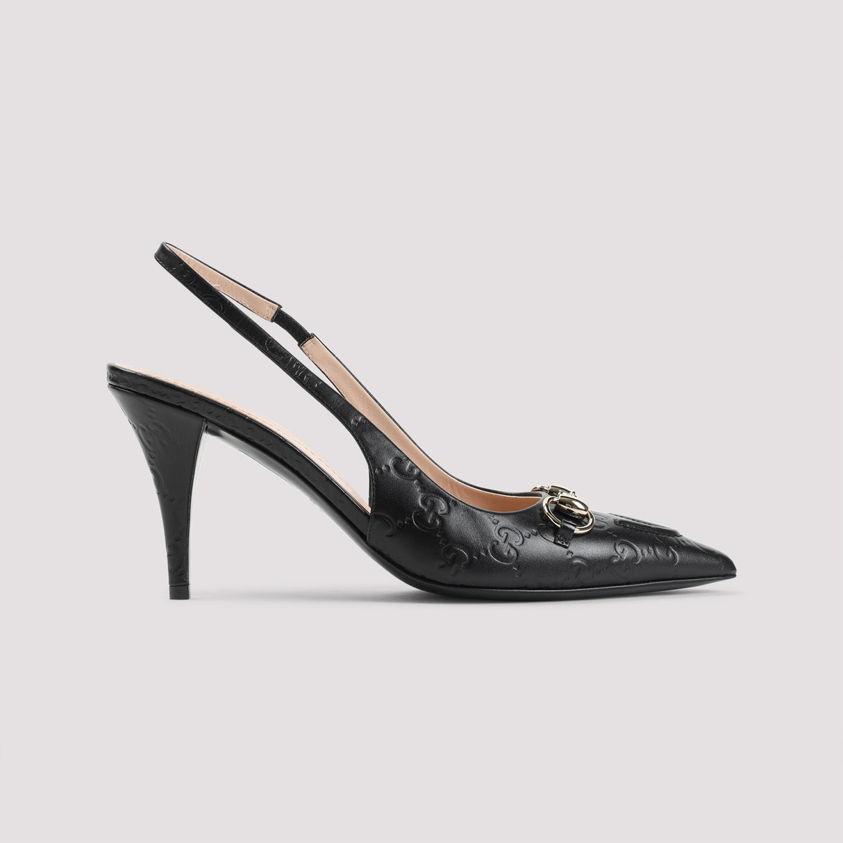 GUCCI Erin GG Leather Slingback Flat with 8.5cm Heel Height